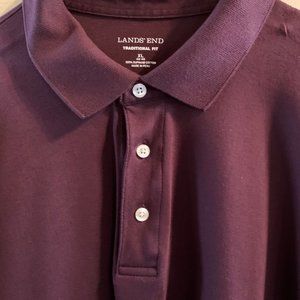 Lands End Long sleeve Polo, XL. Claret